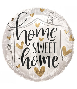 4A Wit met goudkleurige hartjes folie ballon Home Sweet Home | Hoogte 45 centimeter | Per 10 stuks