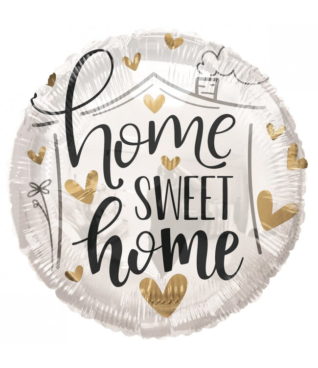 Ballon blanc avec cœurs dorés Home Sweet Home | Hauteur 45 centimètres | Commande par 10 ballons