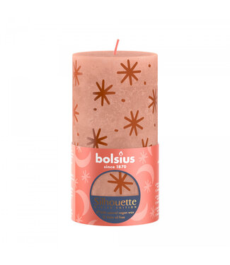 4A Sand-coloured rustic Bolsius pillar candle with stars | Diameter 7 centimetres | Height 13 centimetres | Per 4 pieces