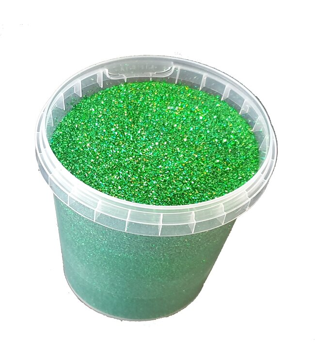 Bucket glitters laser green | Weight 400 g | Size glitters 1/64 | 0.6 mm | 15 Hex | Order by bucket