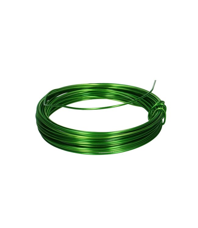 Appelgroen aluminium draad | Diameter 2 millimeter | Lengte 12 meter | Gewicht 100 gram | Per stuk te bestellen