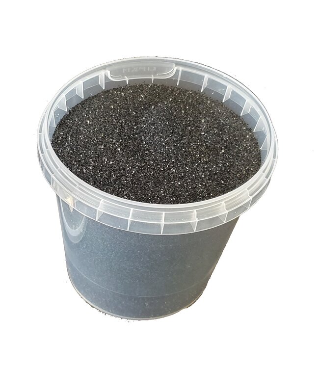 Bucket glitters black | Weight 400 grams | Size glitters 1/64 | 0.6 mm | 15 Hex | Order by bucket