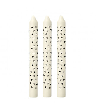 4A Witte bruiloft kaars met hartjes | Diameter 2.2 centimeter | Hoogte 20 centimeter | 3 kaarsen per set | Per stuk