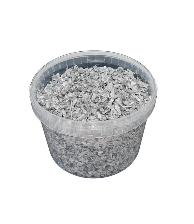 Silberfarbene Holzspäne | 5 - 8 Millimeter Holzspäne | 3 Liter pro Eimer | Pro Eimer bestellbar