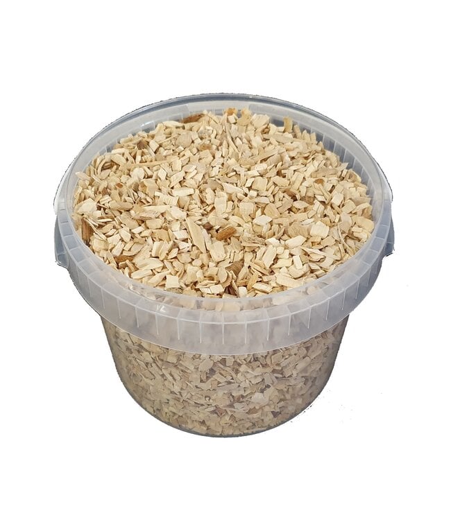 Houtsnippers naturel | Emmerinhoud 3 liter | Per emmer te bestellen