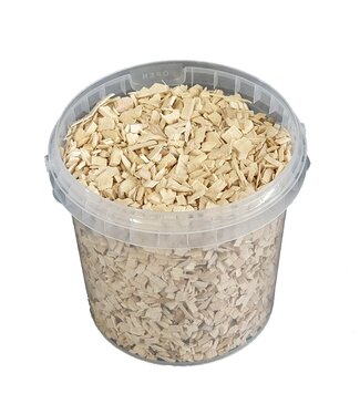 QC Matte weiße Holzschnitzel | 5 - 8 Millimeter Holzchips | 1 Liter pro Eimer | Pro 6 Eimer