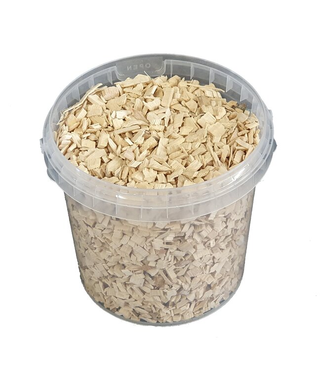 Matte weiße Holzspäne | 5 - 8 Millimeter Holzspäne | 1 Liter pro Eimer | Pro 6 Eimer zu bestellen
