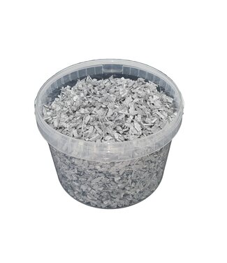 QC Silberfarbene Holzschnitzel | 5 - 8 Millimeter Holzschnitzel | 10 Liter pro Eimer | Pro Eimer