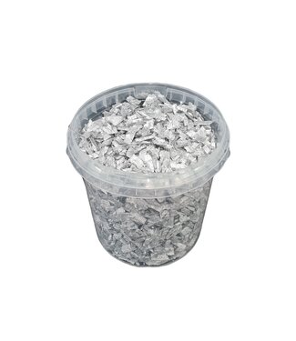 QC Silberfarbene Holzspäne | 5 - 8 Millimeter Holzchips | 1 Liter pro Eimer | Pro 6 Eimer