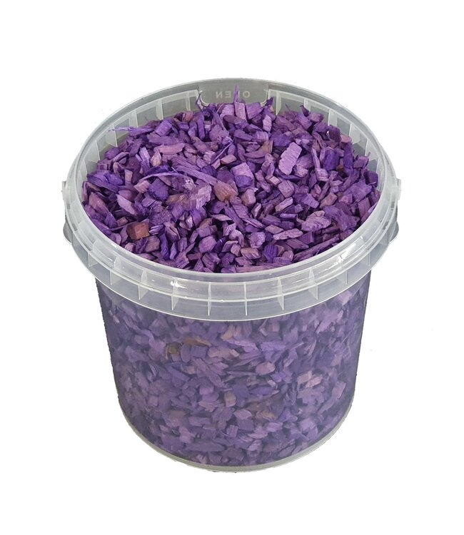 Lila Holzschnitzel | 5 - 8 Millimeter Holzchips | 1 Liter pro Eimer | Pro 6 Eimer zu bestellen