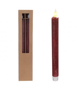 4A Bougies crayon LED rouge bordeaux | Diamètre 2,1 centimètres | Hauteur 25 centimètres | Piles AAA non comprises | Emballées par 2 pièces