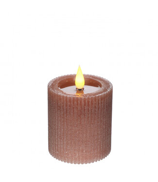 4A LED pillar candles ribbed brown | Diameter 7 centimetres | Height 7.5 centimetres | Excluding AAA batteries | Per 6 pieces