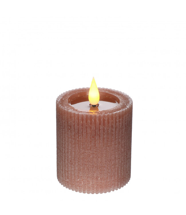 LED pillar candles ribbed brown | Diameter 7 centimetres | Height 7.5 centimetres | Excluding AAA batteries | Order per 6 pieces