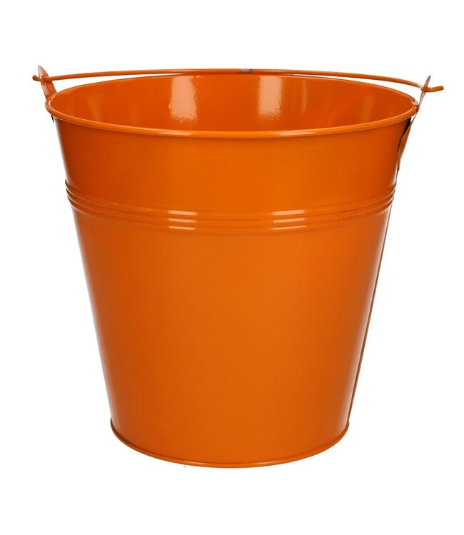 Orange zinc bucket | Diameter 20 centimetres | Height 18.5 centimetres | Order per 5 buckets