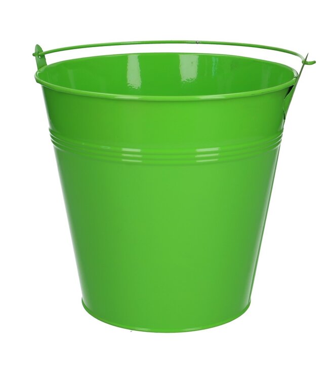Appelgroene zinken emmer | Diameter 20 centimeter | Hoogte 18.5 centimeter | Per 5 emmers te bestellen