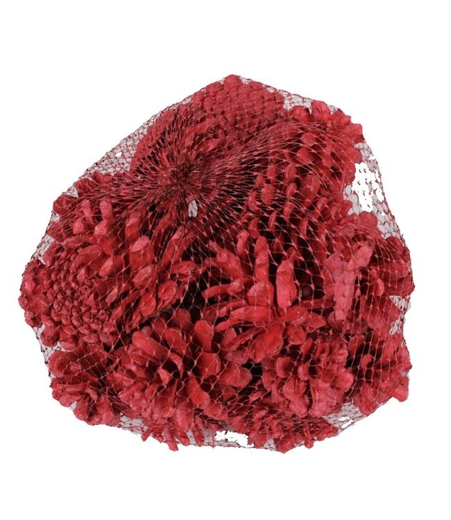 Red pine cones in a net | Weight 500 grams | Order per 4 nets