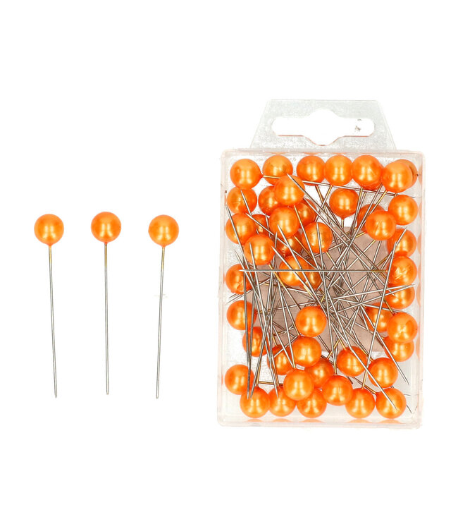 Orange pearl pins / pearl studs | Pearl diameter 10 millimetres | Length 6 centimetres | Order 50 per piece