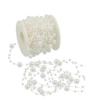 4A White pearl garland wire | Min. diameter 3 millimetres max. diameter 8 millimetres | Length 15 metres | Per piece