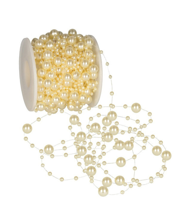 Champagne-coloured pearl garland wire | Min. diameter 3 millimetres max. diameter 8 millimetres | Length 15 metres | Order by piece