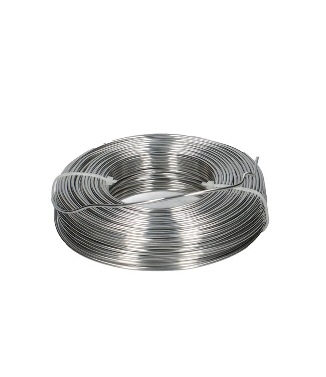 Fil d'aluminium argenté | Diamètre 2 millimètres | Longueur 60 mètres | Poids 500 grammes | Peut être commandé à la pièce