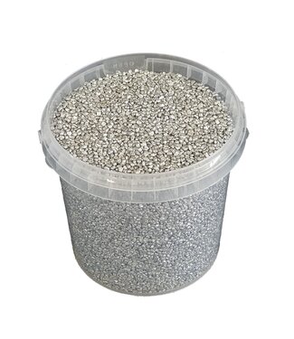 QC Silberfarbenes Granulat | 9 - 13 Millimeter feine Steinchen | 1 Liter pro Eimer | Pro 6 Eimer