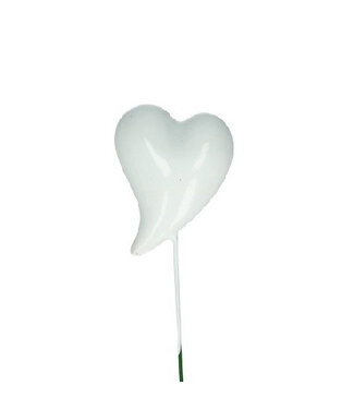 4A White Heart Pick Fun | Length 20 centimetres | Diameter 4 centimetres | Per 24 pieces