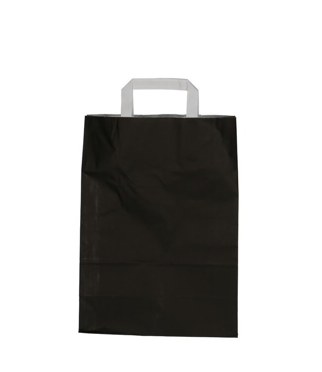 Sac en papier noir | Dimensions 26 x 12 x 35 centimètres | Commande par 50 sacs