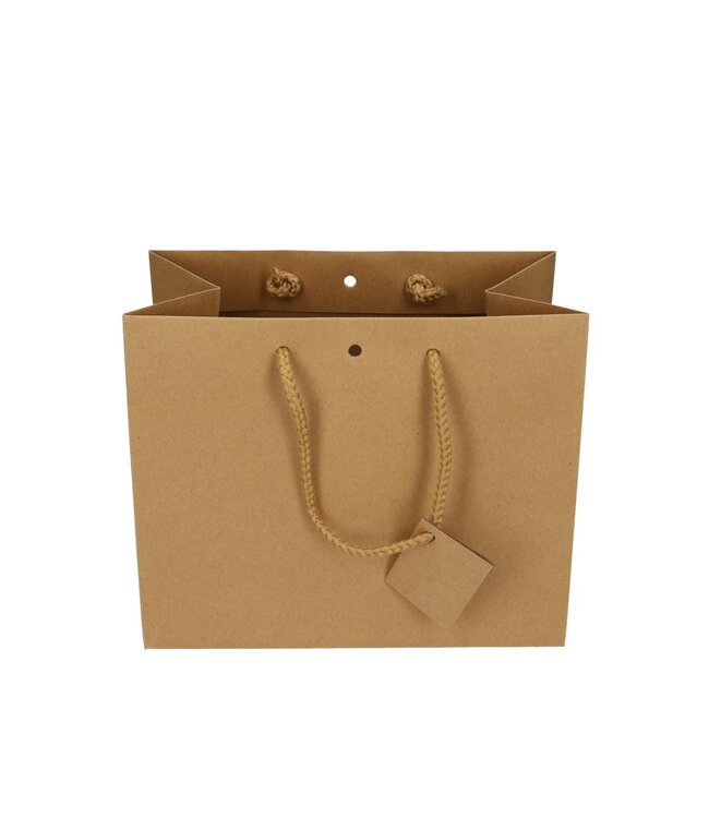 Braune Geschenktüte | Größe 24 x 14 x 19,5 Zentimeter | Bestellung pro 10 Tüten