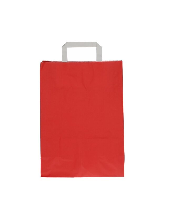 Rote Papiertragetasche | Größe 26 x 12 x 35 Zentimeter | Bestellung pro 50 Tüten