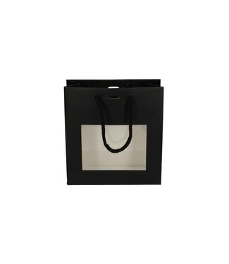 4A Sac cadeau noir avec fenêtre | Taille 8 x 18 x 18 centimètres | Par 10 pièces