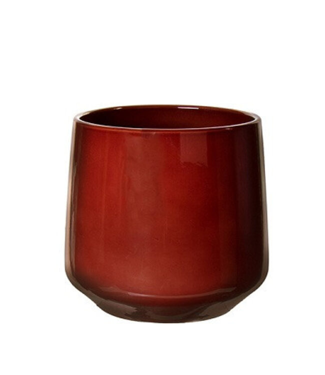 Wine red ceramic Puglia pot | Diameter neck 23.5 centimetres bottom 21 centimetres | Height 21 centimetres | Order per 2 pots