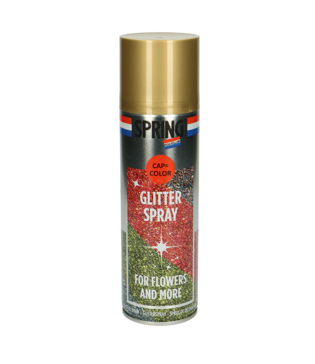 Goudkleurige Spring glitter spray | Inhoud 300 milliliter   | Per stuk te bestellen