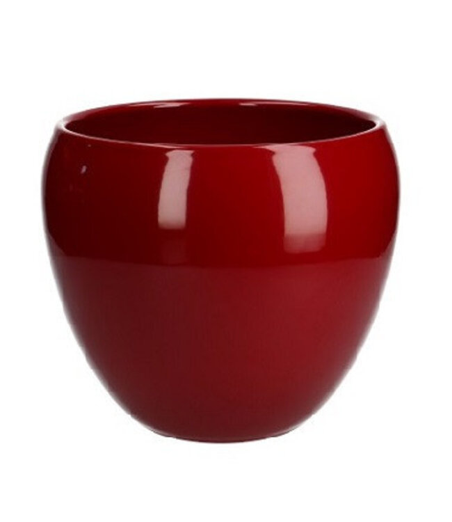 Wijnrode keramiek Bowl pot | Diameter hals 21 centimeter bodem 19 centimeter | Hoogte 18.5 centimeter | Per 2 potten te bestellen