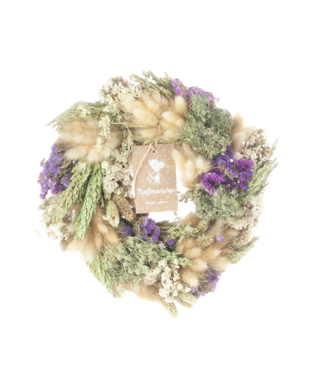 Farblich gemischter Kranz "Janice" | Verschiedene Trockenblumen | Durchmesser 30 Zentimeter | Bestellung pro 9 Kränze