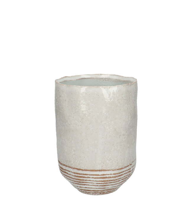 Witte keramiek Eraclea pot | Diameter 15 centimeter | Hoogte 20 centimeter | Per 6 potten te bestellen