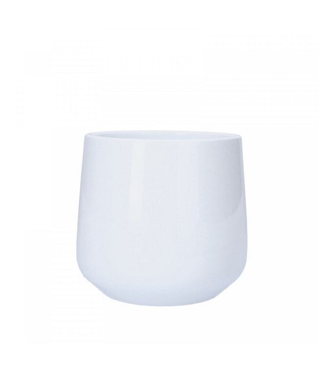 White ceramic Puglia pot | Diameter neck 14.5 centimetres bottom 13 centimetres | Height 13.5 centimetres | Order by 6 pots