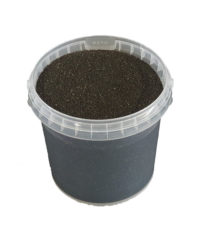 Schwarzer Quarzsand | 0,1 - 0,5 Millimeter Dekosand | 1 Liter pro Eimer | Bestellbar pro 6 Eimer