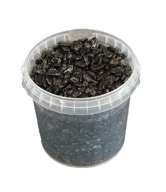 QC Schwarze dekorative Steine | 9 - 13 Millimeter Kieselsteine | 1 Liter pro Eimer | Pro 6 Eimer