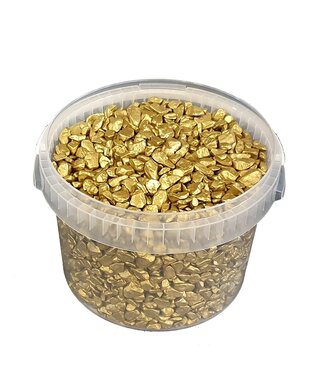 QC Goldfarbene dekorative Steine | 9 - 13 Millimeter Kieselsteine | 3 Liter pro Eimer | Pro Eimer