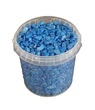 QC Blauwe decoratieve steentjes | Emmerinhoud 1 liter | Per 6 stuks