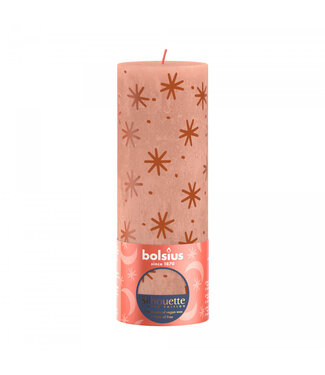 4A Sand-coloured rustic Bolsius pillar candle with stars | Diameter 7 centimetres | Height 19 centimetres | Per 4 pieces