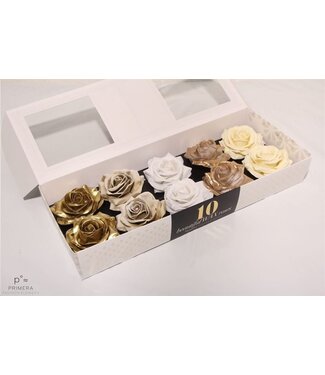 AD Mixed metallic coloured silk wax roses | Per 10 pieces