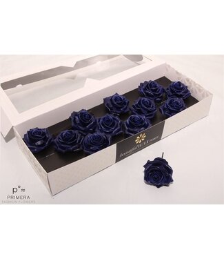 AD Dark blue silk wax roses | Size M | Per 12 pieces