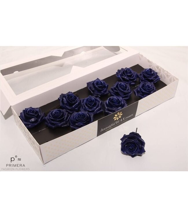 Dark blue silk wax roses | Size M | 12 pieces per box | Order per box