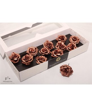 AD Copper-coloured silk wax roses | Size M | Per 12 pieces