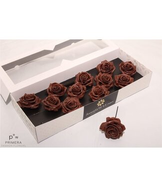 AD Chocolate-coloured silk wax roses | Size M | Per 12 pieces