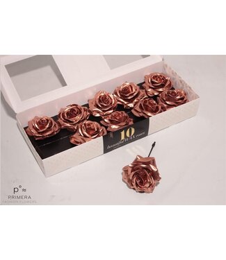 AD Copper-coloured silk wax roses | Per 10 pieces