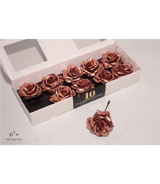 Copper-coloured silk wax roses | 10 pieces per box | Order per box