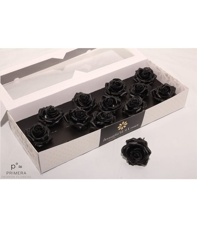 Black silk wax roses | Size M | 12 pieces per box | Available to order per box