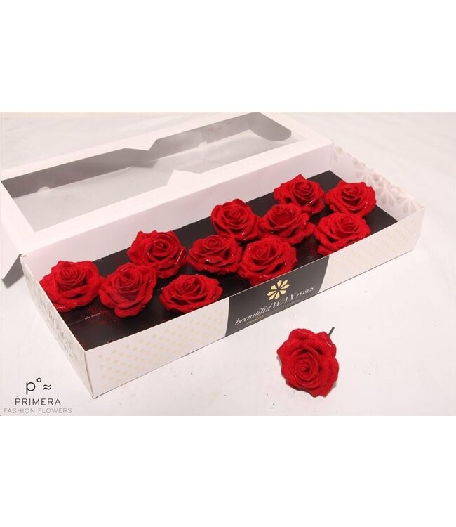 Red silk wax roses Plate Velvet | Size M | 12 pieces per box | Order per box